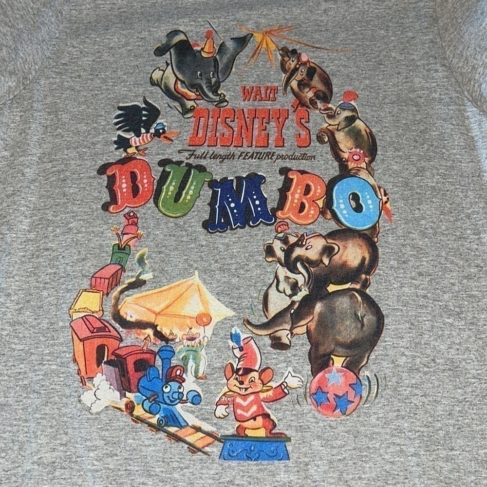 Dumbo Vintage Movie Poster Gray Short Sleeve Tee - Picture 3 of 4